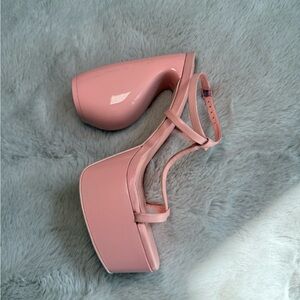 cult gaia Blush Patent Platform Ankle-Strap Heels